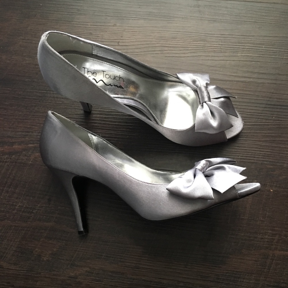 Silver Satin Heels by Nina